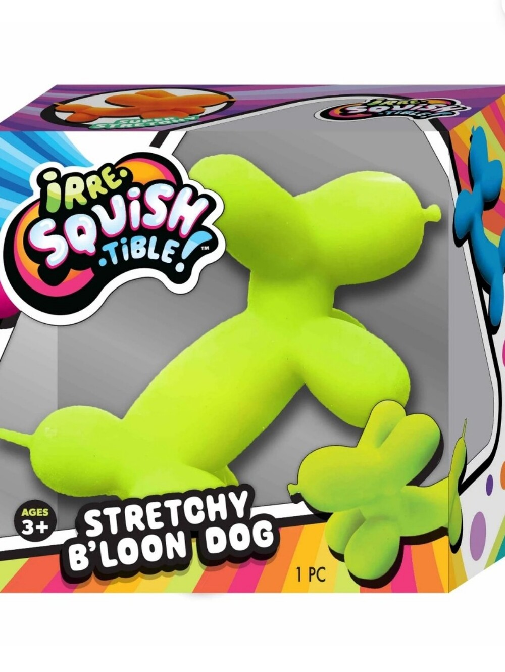 Irre-Squish-tible! Stretchy B’loon Dog Squish Toy (Green) NWT